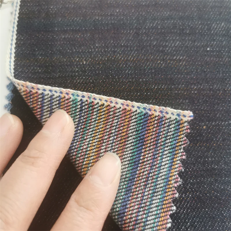Colorful denim fabric in blue selvedge  from factory