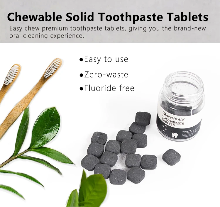 Wholesale Nano Hydroxyapatite Toothpaste Tablets Zero Waste Charcoal Toothpaste Tabs for Travel
