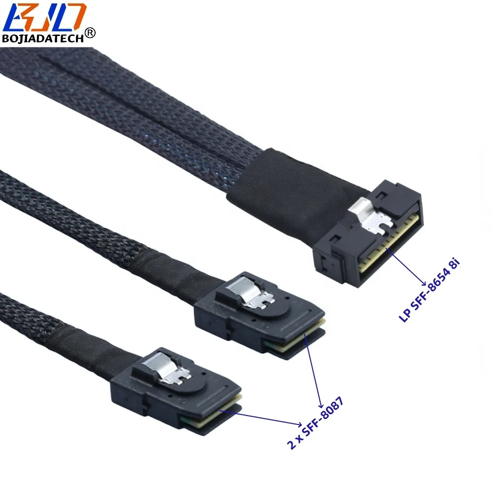 PCI-E SAS 4.0 Slimline LP Low Profile SFF-8654 8i 74Pin to 2 x SFF-8087 Server Adapter Data Connection Cable 0.5M 0.8M 1M