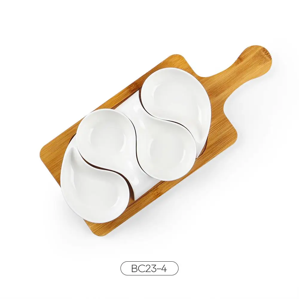 Wholesale serving plate set Snack Sushi Mustard Dipping Soy Sauce Dishes Ceramic Plates