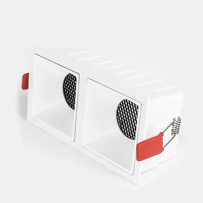 Новый дизайн индивидуальный белый двойной квадратный прожектор черный встраиваемый потолочный светильник светодиодный точечный 20 Вт из алюминия для домашнего отеля