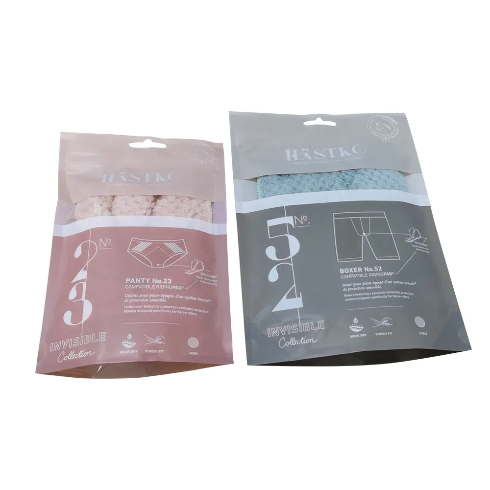 
Custom Eco Biodegradable Zip Lock Garment Plastic Packaging Bag For Clothes Underwear Stocks 