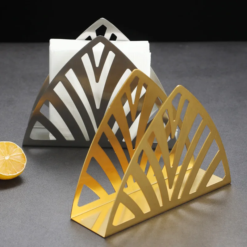 Stainless Steel Tissue Paper Napkin Holder Hotel Dining Table Desktop Metal Gold Sliver Tissue Dispenser