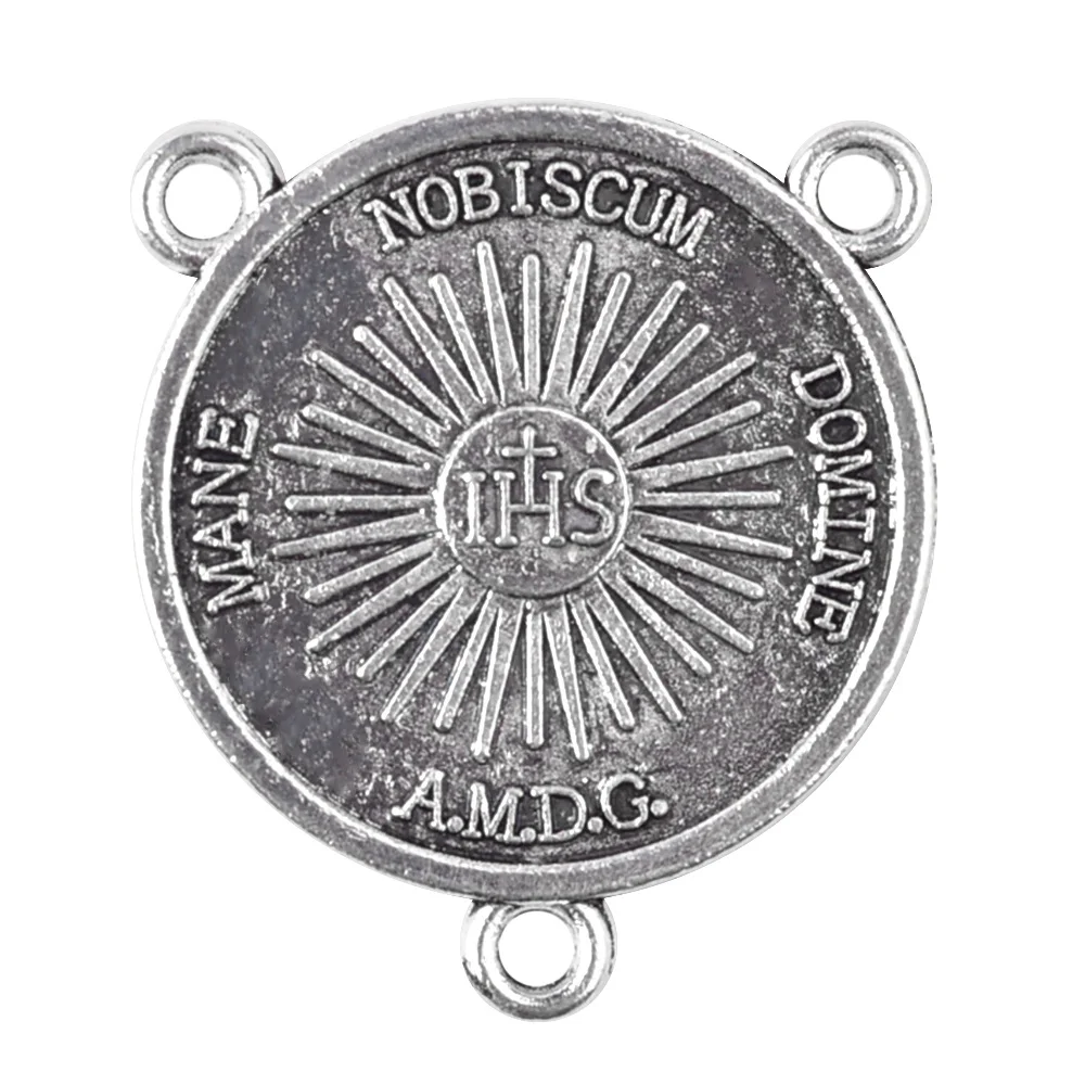 Jesus Dead Medal Holy Face Medal of Our Lord Jesus Christ 20mm Antique Silver Centerpiece for Rosary Making