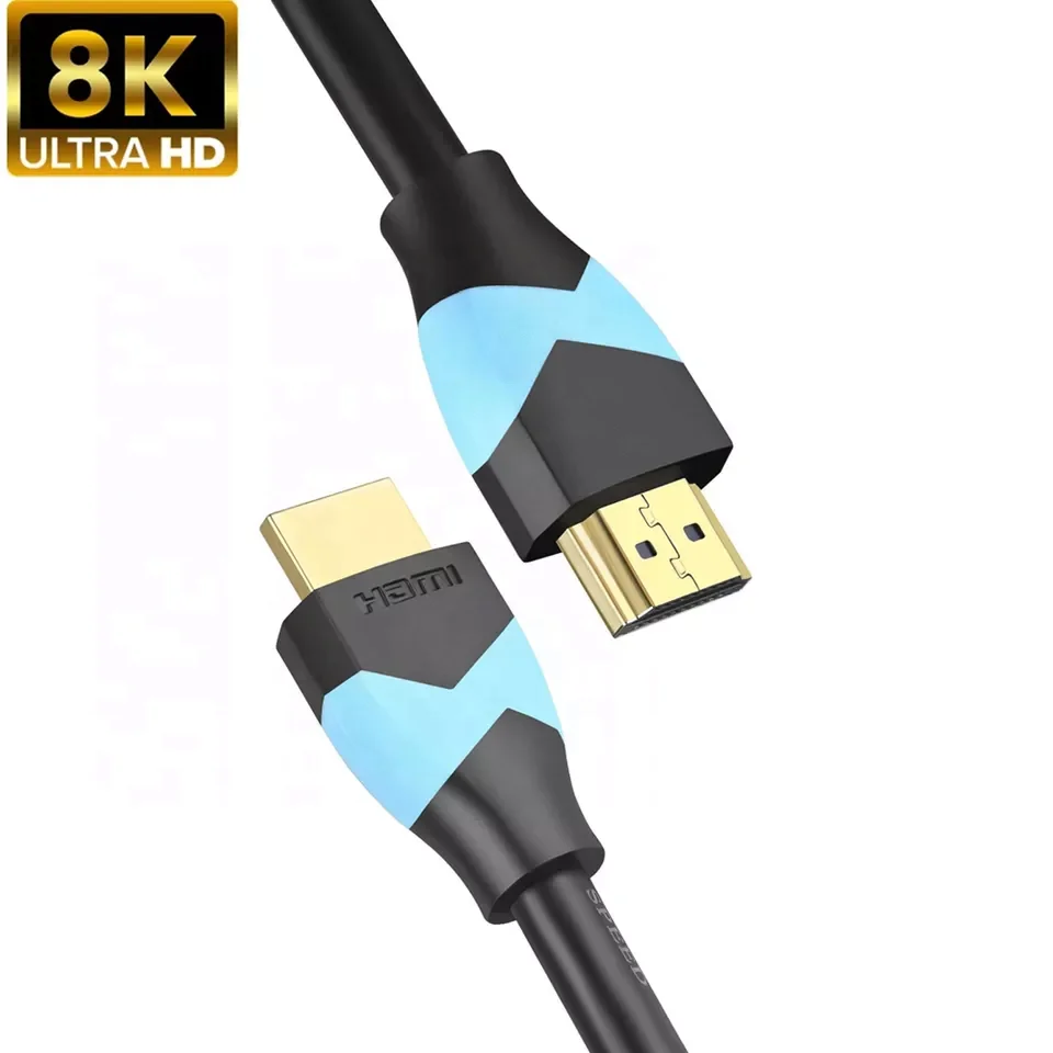 Factory direct OEM ODM HDMI cable 2.1v 4k 8k Male to Male black 24k gold plated RoHS nylon net for hdtv computer