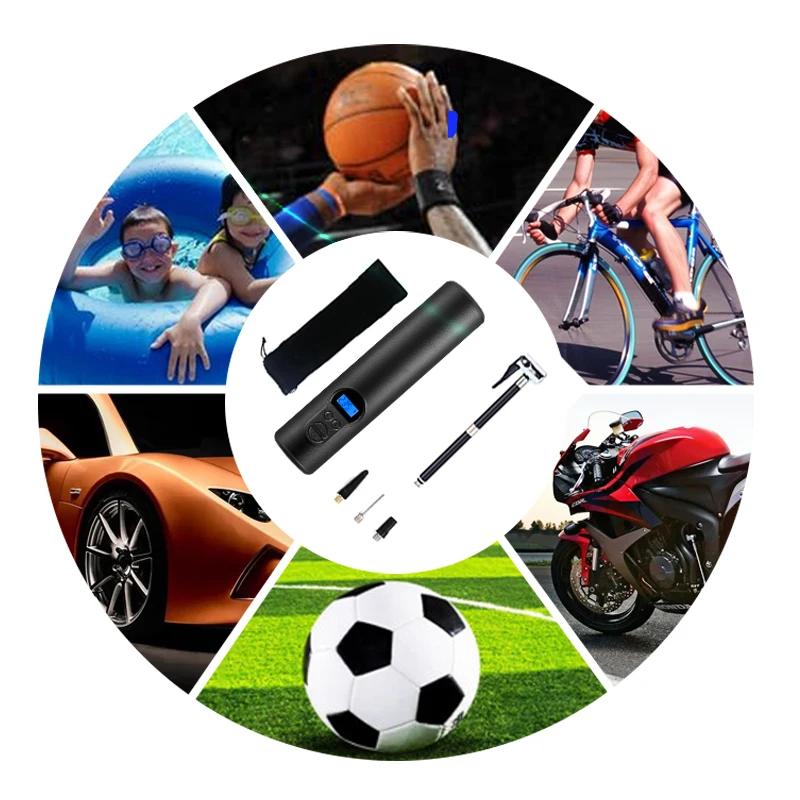 Factory Direct Sale Portable Air Pump Compressor Car Bike Tire Inflator Cordless Air Pump Electric Inflator With Led Light