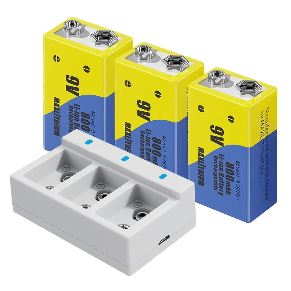 9 в литий-ионный перезаряжаемый аккумулятор 800 мАч долговечный с зарядным устройством