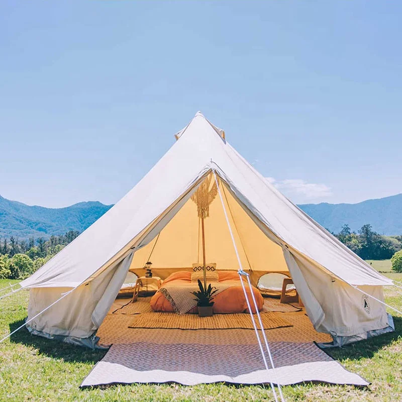 Family Camping Glamping Cotton Canvas Yurt Large Tent Luxury Outdoor Bell Tent All Weather