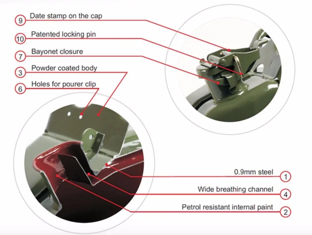 XINQI  outdoor 5 liters 10 liters 20 liters Iron jerry can portable with handle