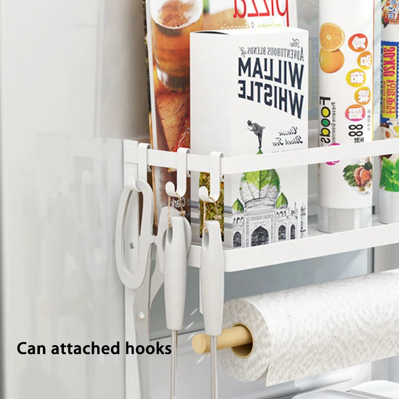 Wall-mounted Magnetic Fridge Side Rack Stainless Steel Spice roll paper Storage Rack Kitchen Organizer