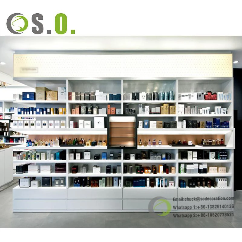 Fashion Shop Perfume Stand Makeup Display Case Acrylic Metal Wood Glass Cosmetic Display Showcase