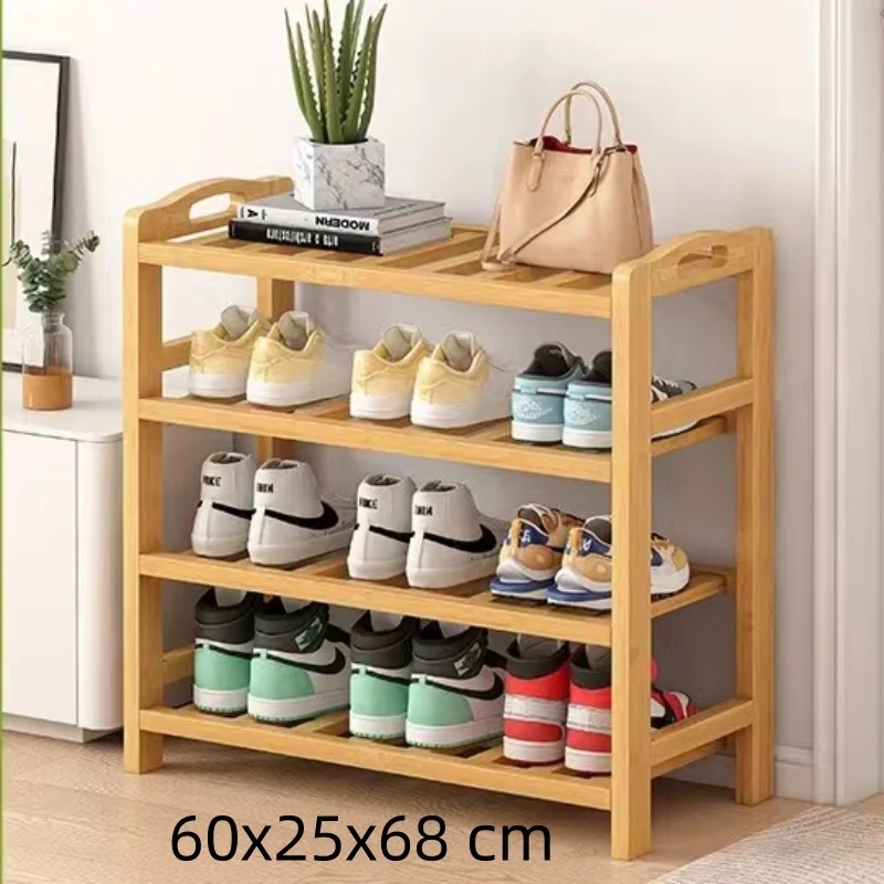 Customizable Wood Shoe Storage Rack Space-saving Home Wooden Bamboo Four-layers Simple Shoes Cabinets For Storaging Shoes