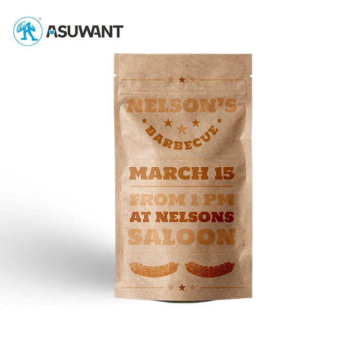 Recyclable Kraft Paper Stand Up Bags 100% Biodegradable Flower Seeds Dried Fruit Bags