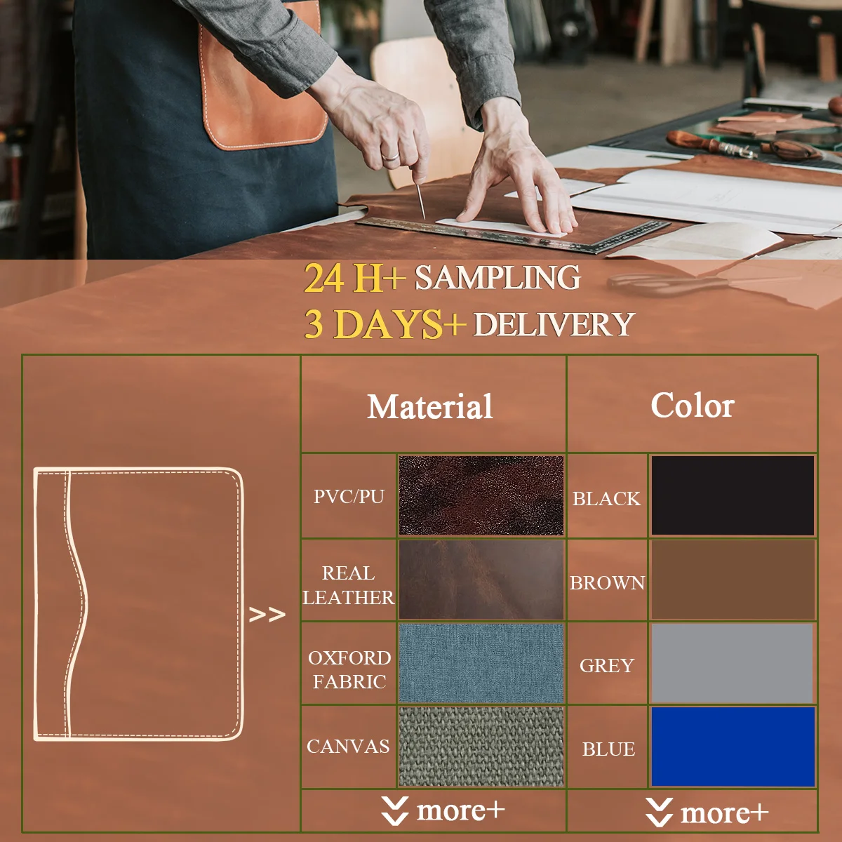 Customized Folders A4 Pu Leather Padfolio Folder With Clipboard Car Service Book Portfolio Folders