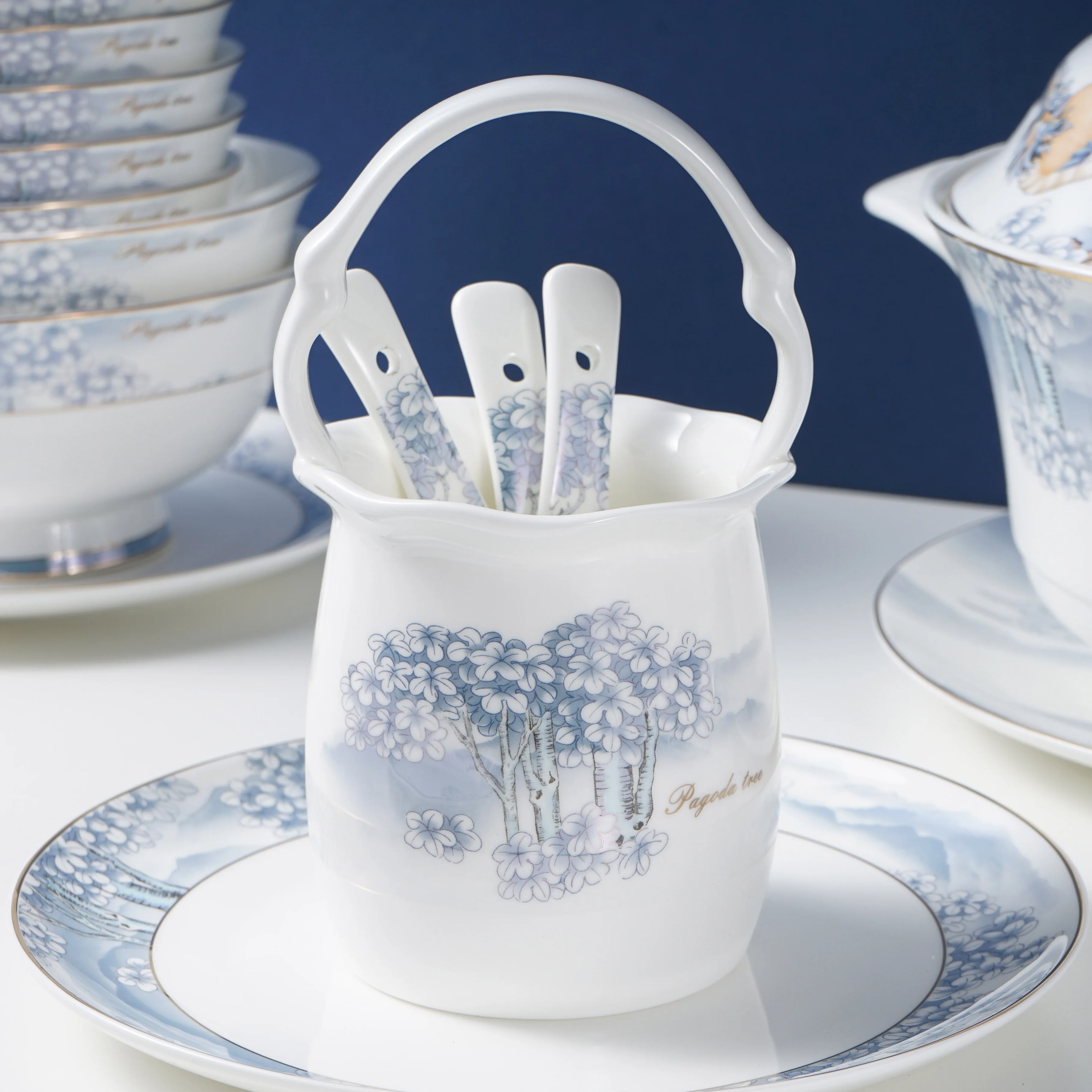 Phoenix Bone China Ceramic Porcelain Dinner Set Dinnerware With Gift