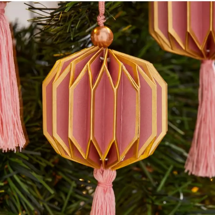Pink theme hanging christmas tree Paper Accordion Ornaments origami paper decoration kits