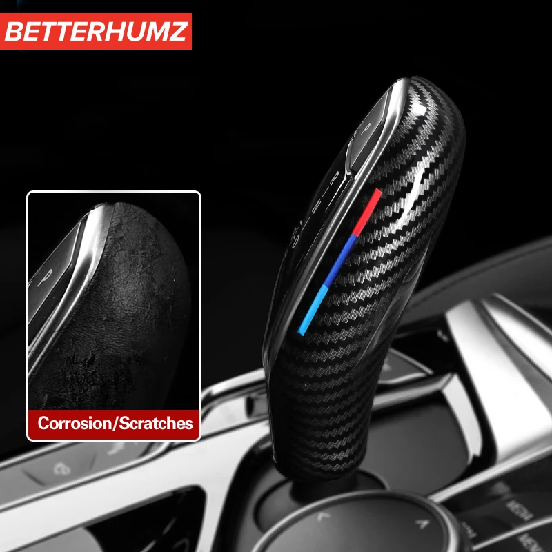 BETTERHUMZ For BMW G30 G11 G01 G02 G32 5 Series X3 X4 6GT Accessories Carbon Fiber Car Gear Shift Knob ABS Cover Frame Sticker