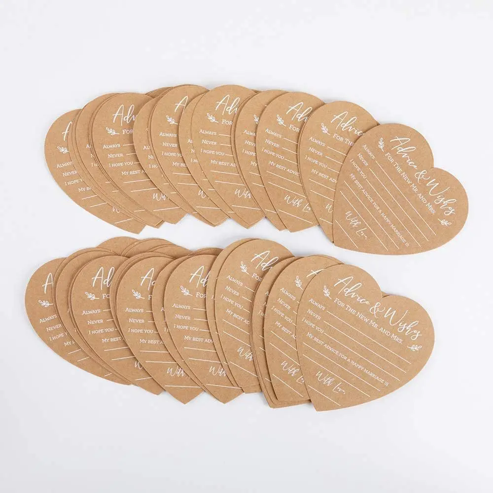 Hot heart with handwritten wedding Eco-friendly kraft paper Advice And Wishes Card