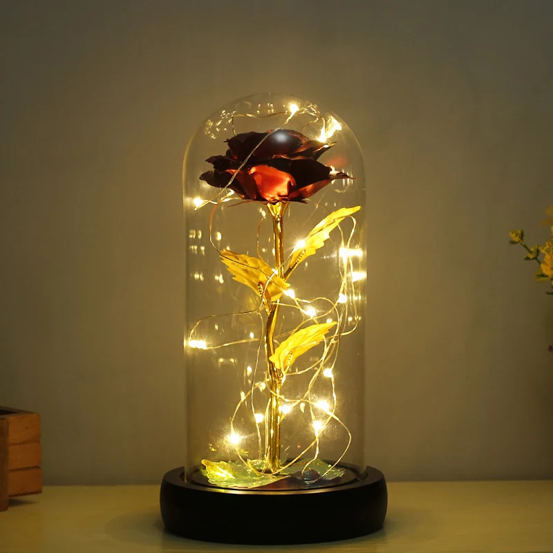 Beauty and The Beast Rose illuminated rose glass LED Lights with Music mothers day gifts