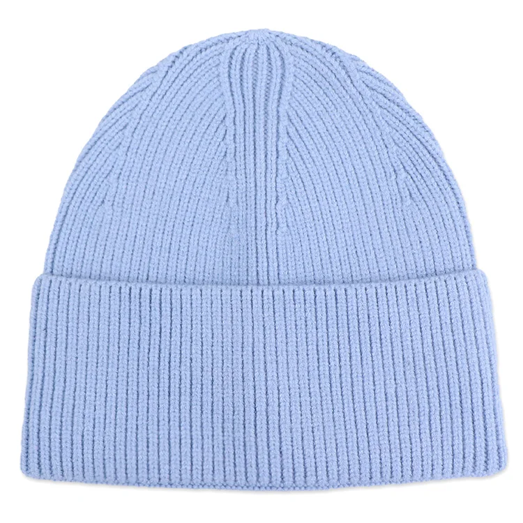 Qianzun Custom Winter Cuffed Knitted Hats Embroidery Beanies Solid Color Unisex Warm Caps
