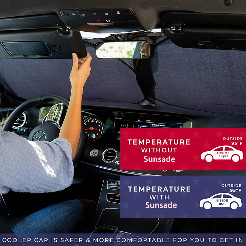 Windshield Sunshades Foldable Car Front Window Sunshade for Most Car SUV Truck Vans Visor Blocks UV Rays and Heat Protection