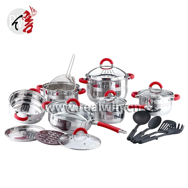 Realwin 18pcs Italy style stainless steel pasta pot steamer set cookware set