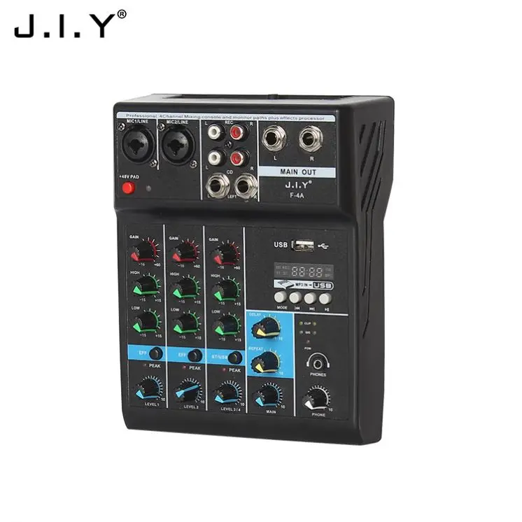 J.i.y F-4A абсолютно новый портативный смеситель аудио во время прямой трансляции 4-канальный USB с