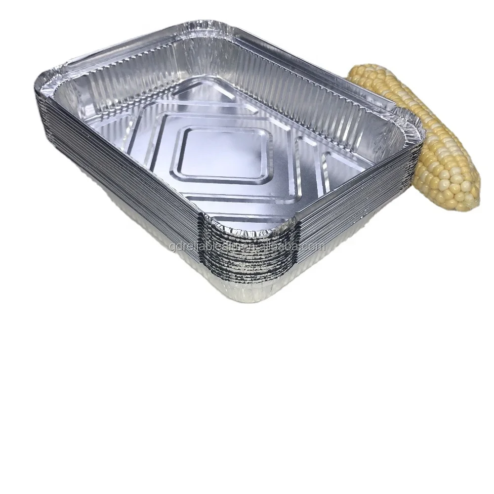 447.6*325*31.7mm Food grade 3700ml Large capacity aluminum foil platter shallow baking pan tray with lids food take away
