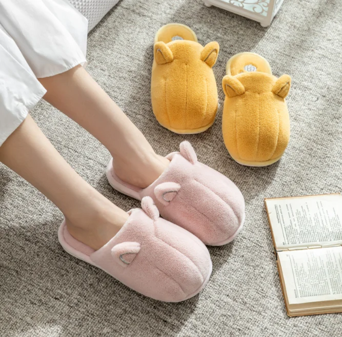 Cloth art plush cotton slippers lovely female winter non-slip lovers home warm home indoor cotton-padded shoes