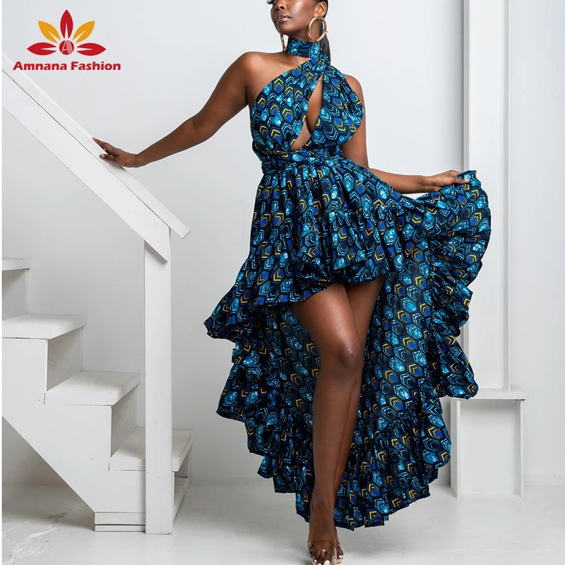 Best price African print infinity dress hi low  DRESS Free combination to wear for many way clothing