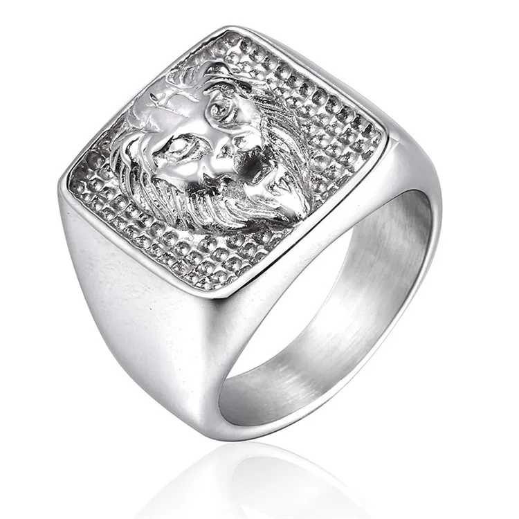 wholesale punk style viking illuminati personalized skull lion sterling silver and gold finger rings for men