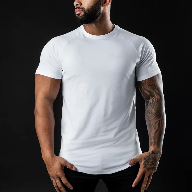 Custom High Quality 95 Cotton 5 Spandex Sports Men T Shirt Plain Running Fitted Gym Logo Printing On Mens T Shirt