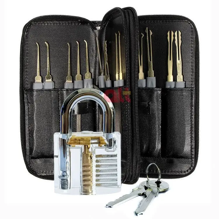 24pcs universal key extractor lock pick set security training unlocking  locksmith supplies with transparent practice padlock