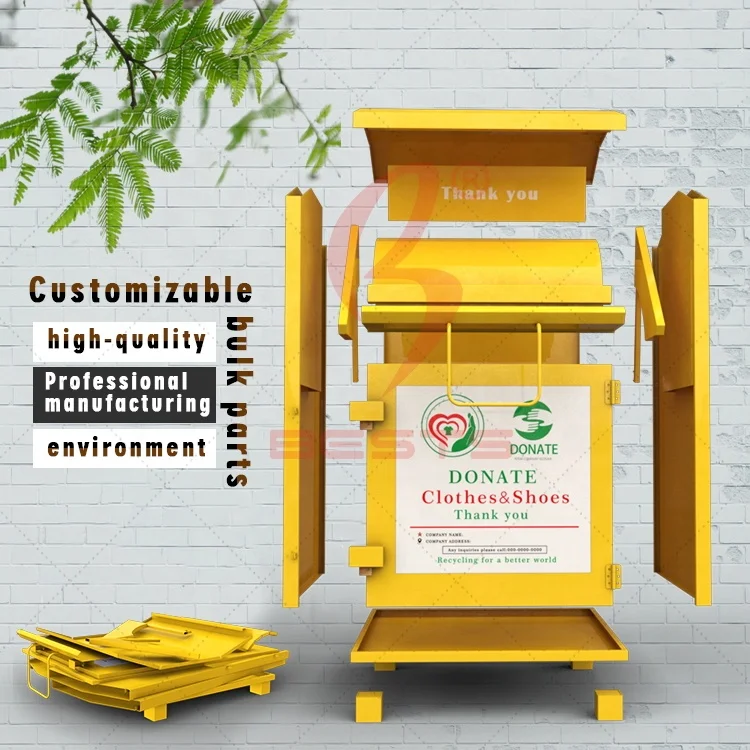 China metal steel outdoor street clothing donation bin recycling clothes box