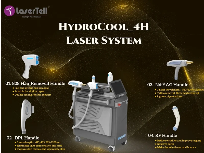 4H Laser multifunction beauty device Diode 808 + DPL + Rf + Nd Yag Lasertell factory direct design OEM&ODM laser equipment