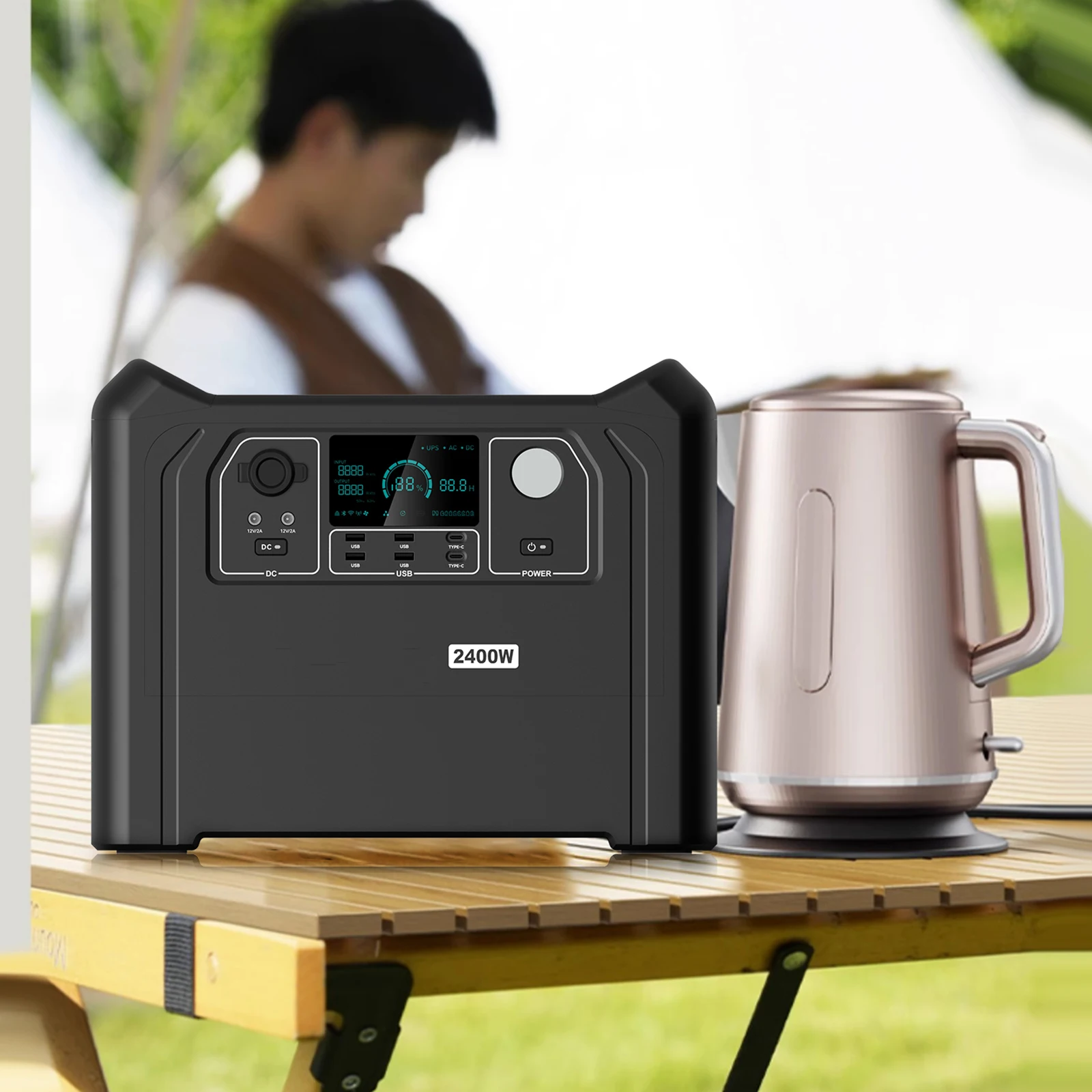 2400w High Capacity LiFePO4 Battery Solar Generator Portable Power Station