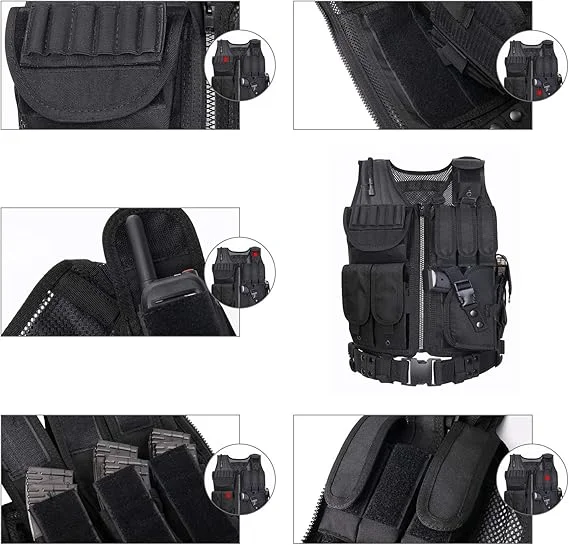 Adjustable tactical equipment for training air guns, lightweight modular 3D breathable quick release vest