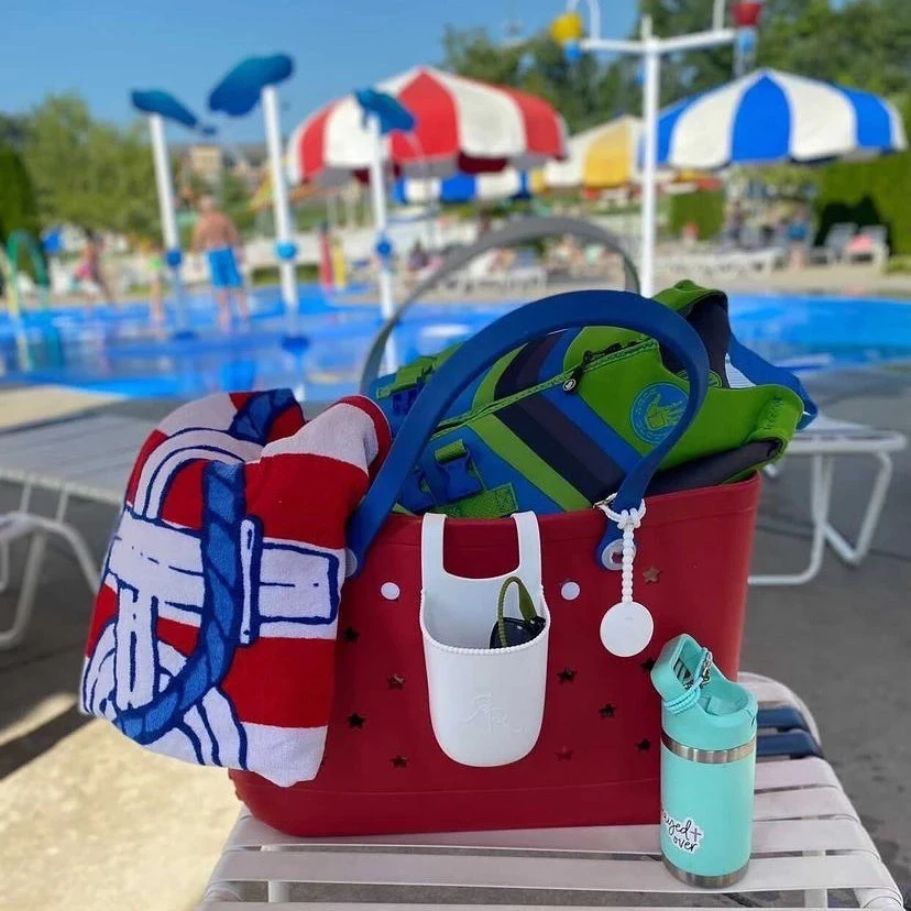 FENGJIU New Design Portable Summer Waterproof Eva Beach Bitty Bog Bag Rubber Beach Handbags Silicone Small Bog Baby Bag Rubber Silicone Bagg