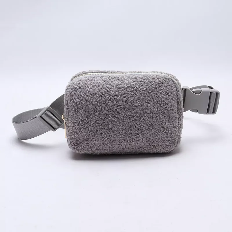 Factory Custom Cute Women Bumbag Outdoor Mini Sherpa Fanny Pack Sport Running Waist Fleece Belt Bag Luxury Bum Hip Crossbody Bag