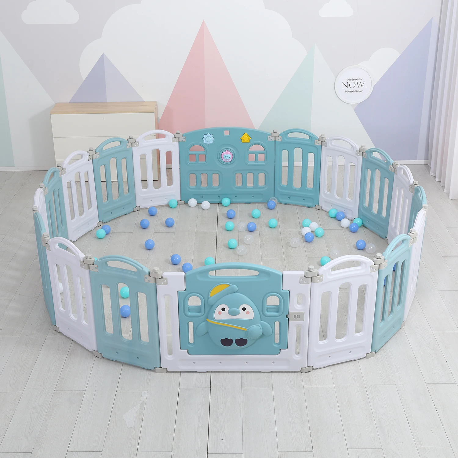 High Quality Free Installation HDPE Playpen Baby Safety Fence Corral Bebe