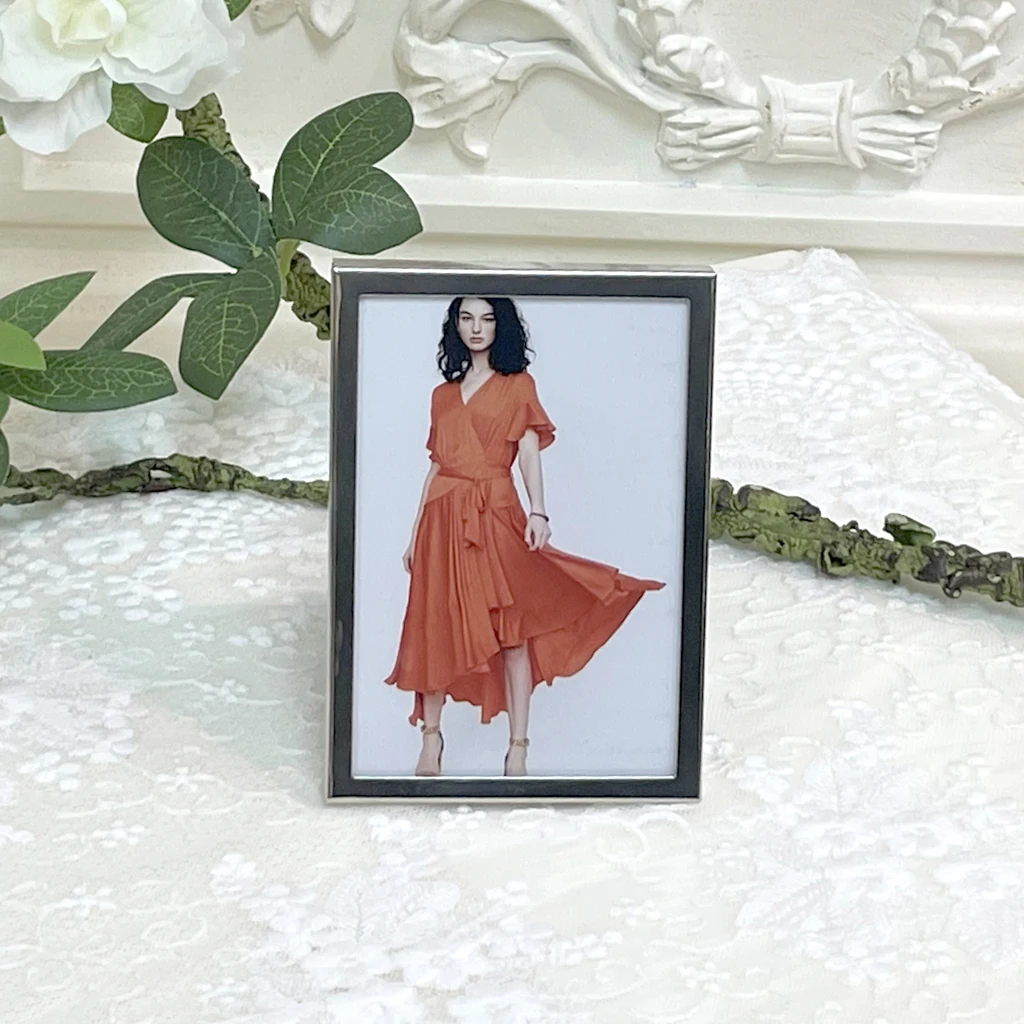 6x9cm mini metal iron stamping in  nickel plated with glass picture frame small size 2.5x3.5inch metal silver color photo frame
