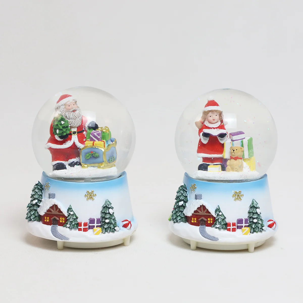 ornaments ornaments villager housed resin light christmas glass snowball beautiful crystal ball with a santa or christmas tree
