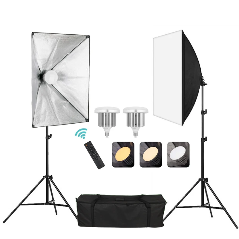 Softbox Photography Lighting Kit Photo Studio Equipment Soft Box Led Light with Stand and Carrying Bag Set