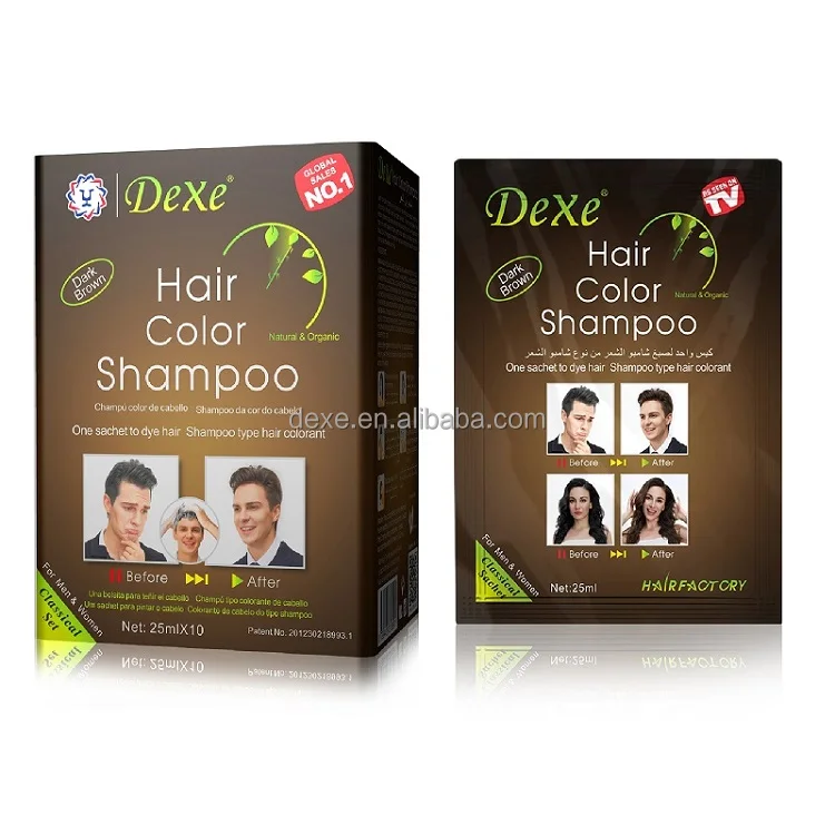 Dexe Hair Color Ammonia Free Private Label Organic Natural Plant Bubble 3 in 1 Dark Brown Herbal Black Hair Dye Shampoo