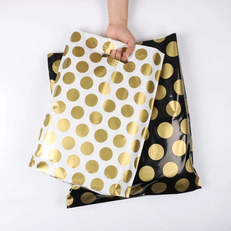 Waterproof Thank You PE Plastic Die Cut Merchandise Packaging Bag Custom Gold Logo Grocery Shopping Plastic Bags for supermarket