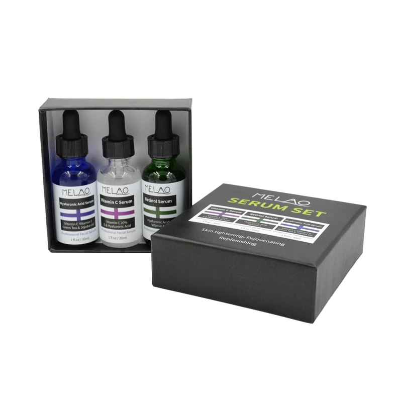 MELAO/Private label/OEM/ODM 3 pieces anti aging retinol face serum set