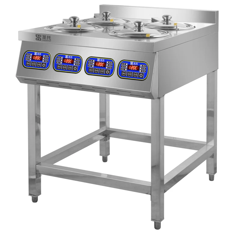 Full-automatic gas range microcomputer control cooking range commercial gas electric version 6-head Pot burner Stove