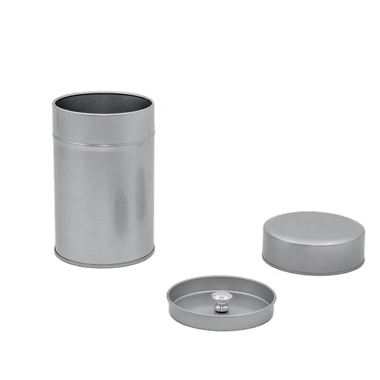Печатный пустой серебристый белый круглый чай, металлическая упаковка, индивидуальный чай с двойной крышкой, жестяная банка для чая, жестяная коробка