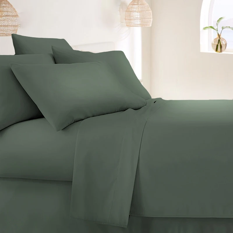 Heniemo bedding set eucalyptus 85gsm microfibre 6pcs thread fitted flat bed sheets bedsheets sets for bed