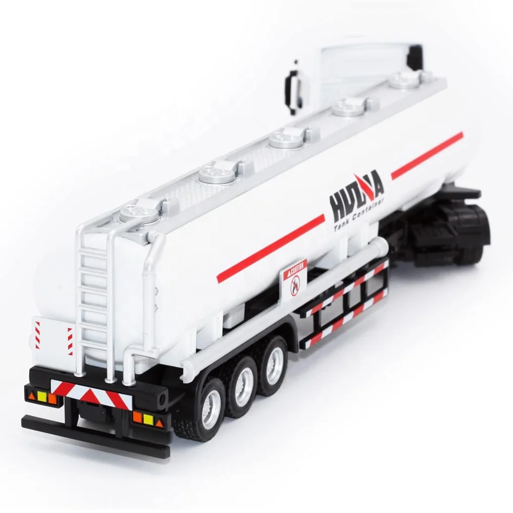 Huina 1733 Oil Tanker Trailer Toy Heavy Duty Realistic Look Alloy Hauler Car 1/50 Scale Diecast Tanker Truck Model For Kids